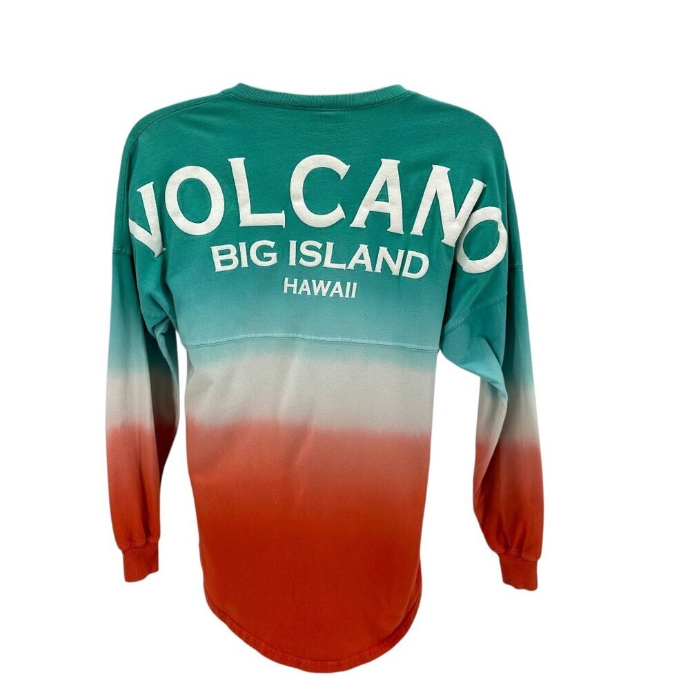 Spirit Jersey Womens XS Shirt Volcano Big Island Hawaii Puffy Print Dip Dye Long